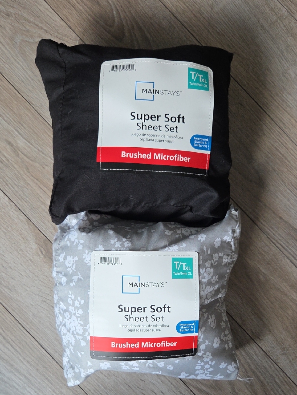 Mainstays Super Soft Brushed Microfiber Sheet Set - Black Gray Dorm TXL